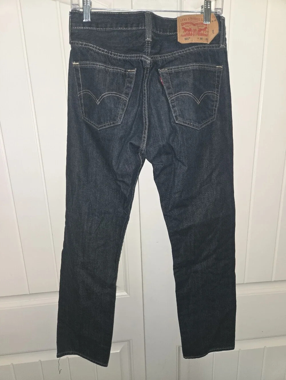 2 Pairs Of Levis 501's men’s button fly dark wash straight leg jeans 30x32